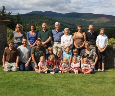 Family enjoying country lodge